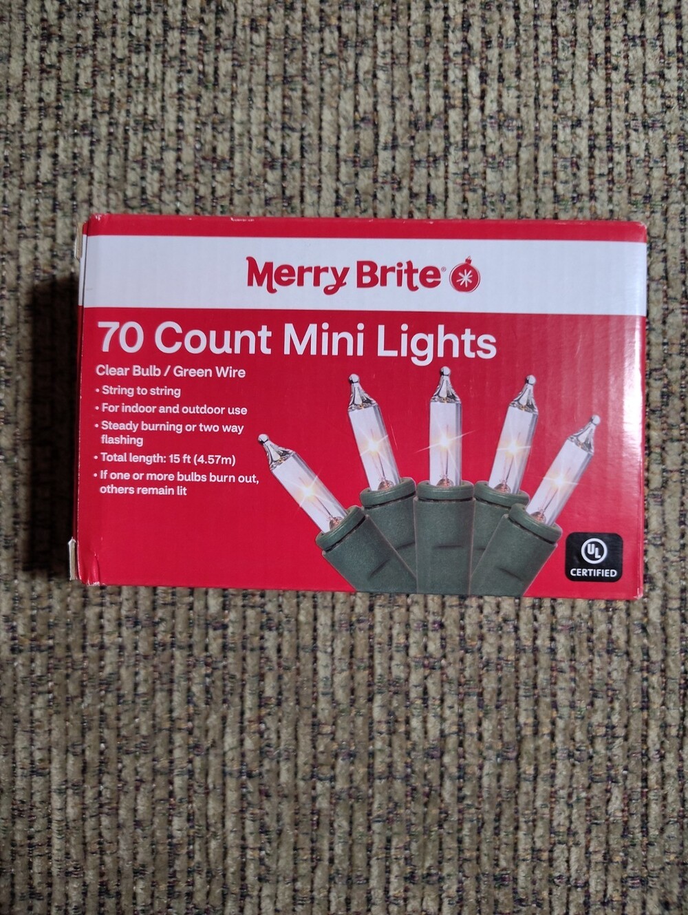 MERRY BRITE 70 Count Mini Fairy Christmas Lights White Clear Bulb Green wire